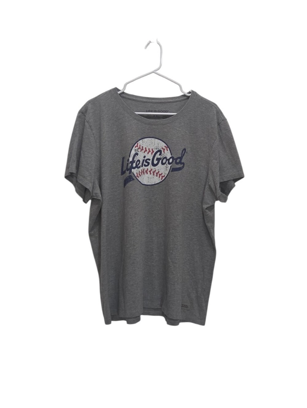 Life is Good Womens XXL Gray Baseball Graphic T Shirt Crusher Tee Softball Sport